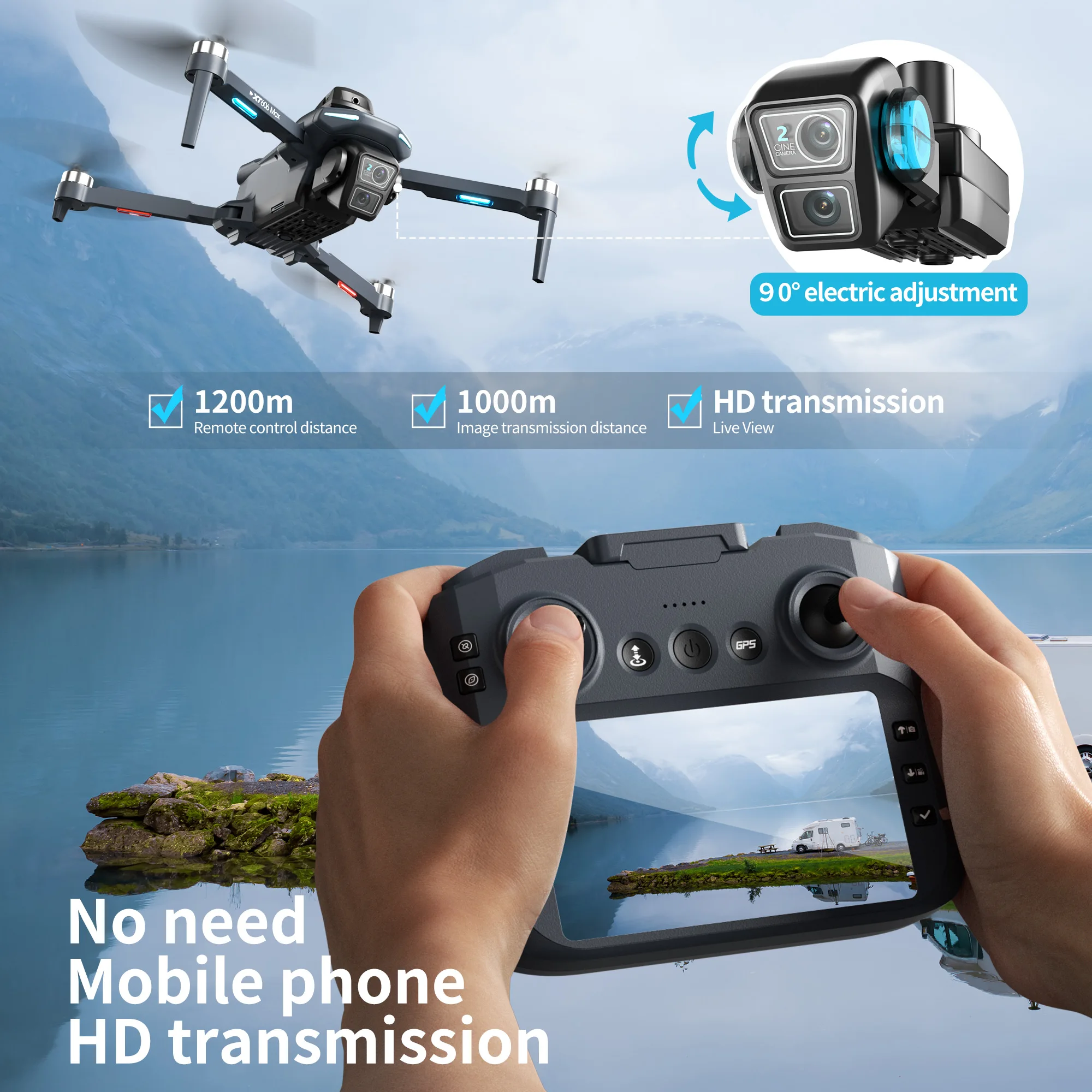 طائرة لينوفو XT606 بدون طيار ا - مراجعة Drone Gps Mount وسعره