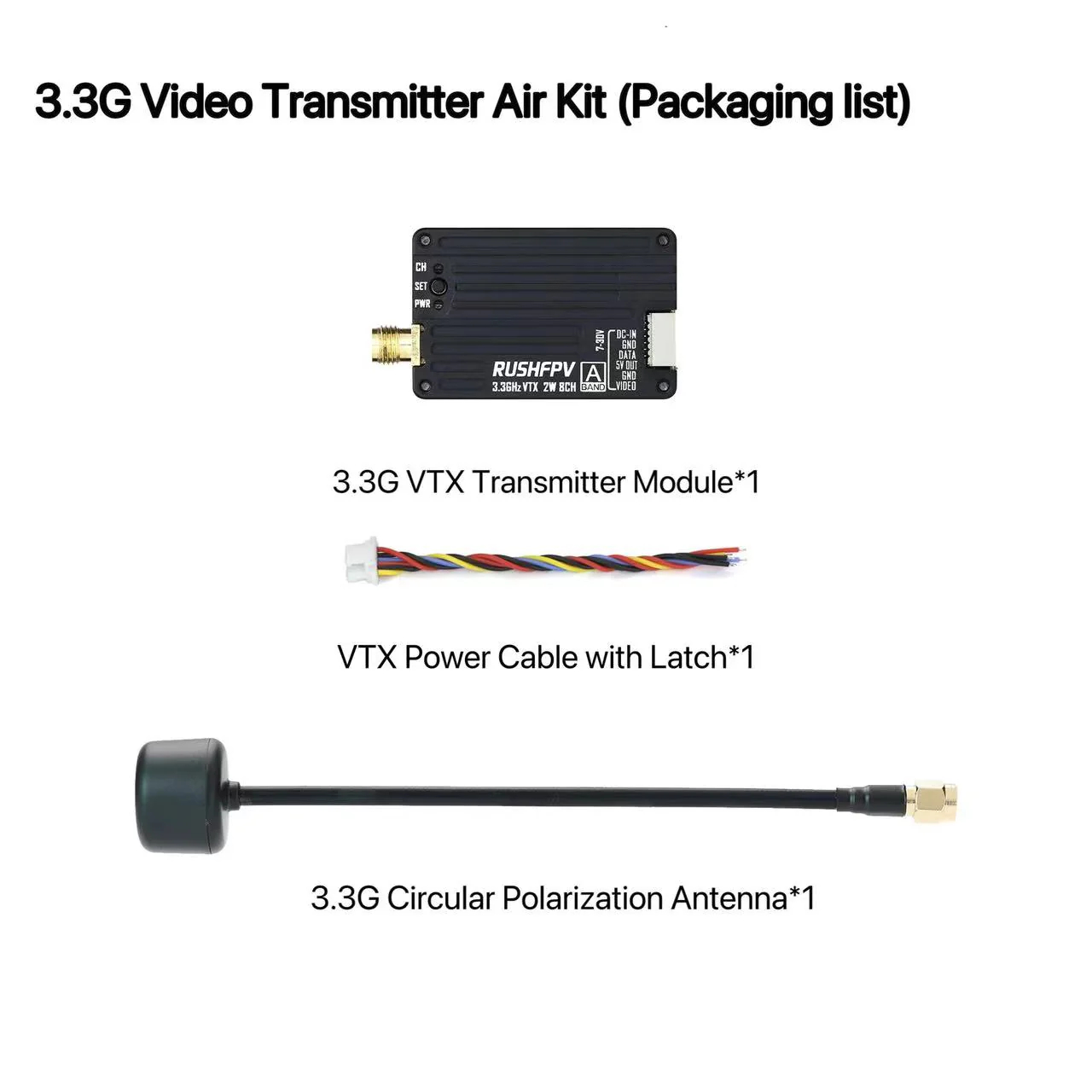 جهاز إرسال RUSHFPV 3.3G 2W VTX - مراجعة Drone Antenna وسعره